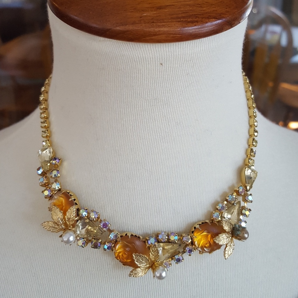 Vintage fashion jewelry necklace and earrings